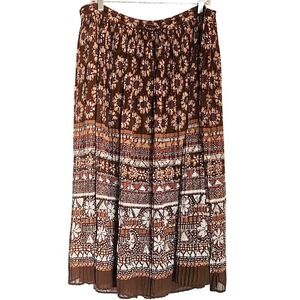 VTG‎ Alfred Dunner floral pleated skirt 16w cowgirl boho brown